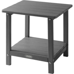 VEVOR Outdoor Side Table, 17.72W x 14.96D x 17.32H Inch, Double Layer HDPE Outside End Table for Easy Maintenance, Withstand Harsh Weather, Fit for Patio, Pool, Beach, Porch, Indoor, Backyard, Grey