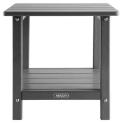 VEVOR Outdoor Side Table, 17.72W x 14.96D x 17.32H Inch, Double Layer HDPE Outside End Table for Easy Maintenance, Withstand Harsh Weather, Fit for Patio, Pool, Beach, Porch, Indoor, Backyard, Grey