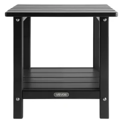VEVOR Outdoor Side Table, 17.72W x 14.96D x 17.32H Inch, Double Layer HDPE Outside End Table for Easy Maintenance, Withstand Harsh Weather, Fit for Patio, Pool, Beach, Porch, Indoor, Backyard, Black