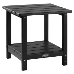 VEVOR Outdoor Side Table, 17.72W x 14.96D x 17.32H Inch, Double Layer HDPE Outside End Table for Easy Maintenance, Withstand Harsh Weather, Fit for Patio, Pool, Beach, Porch, Indoor, Backyard, Black