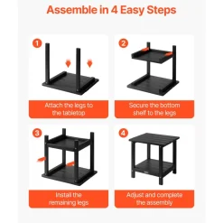 VEVOR Outdoor Side Table, 17.72W x 14.96D x 17.32H Inch, Double Layer HDPE Outside End Table for Easy Maintenance, Withstand Harsh Weather, Fit for Patio, Pool, Beach, Porch, Indoor, Backyard, Black