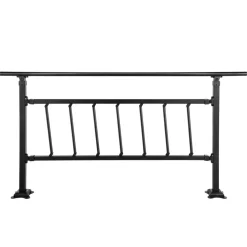 VEVOR Outdoor Stair Railing, Fits for 1-5 Steps Transitional Wrought Iron Handrail, Adjustable Exterior Stair Railing with Fence, Handrails for Concrete Steps with Installation Kit, Matte Black