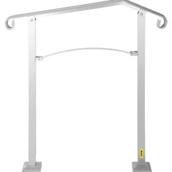 VEVOR Outdoor Stair Railing, Fit 2 or 3 Steps Alloy Metal Handrailing, Front Porch Flexible Transitional Handrail, Arch Step Rail with Installation Kit, for Concrete or Wooden Stairs, Silver