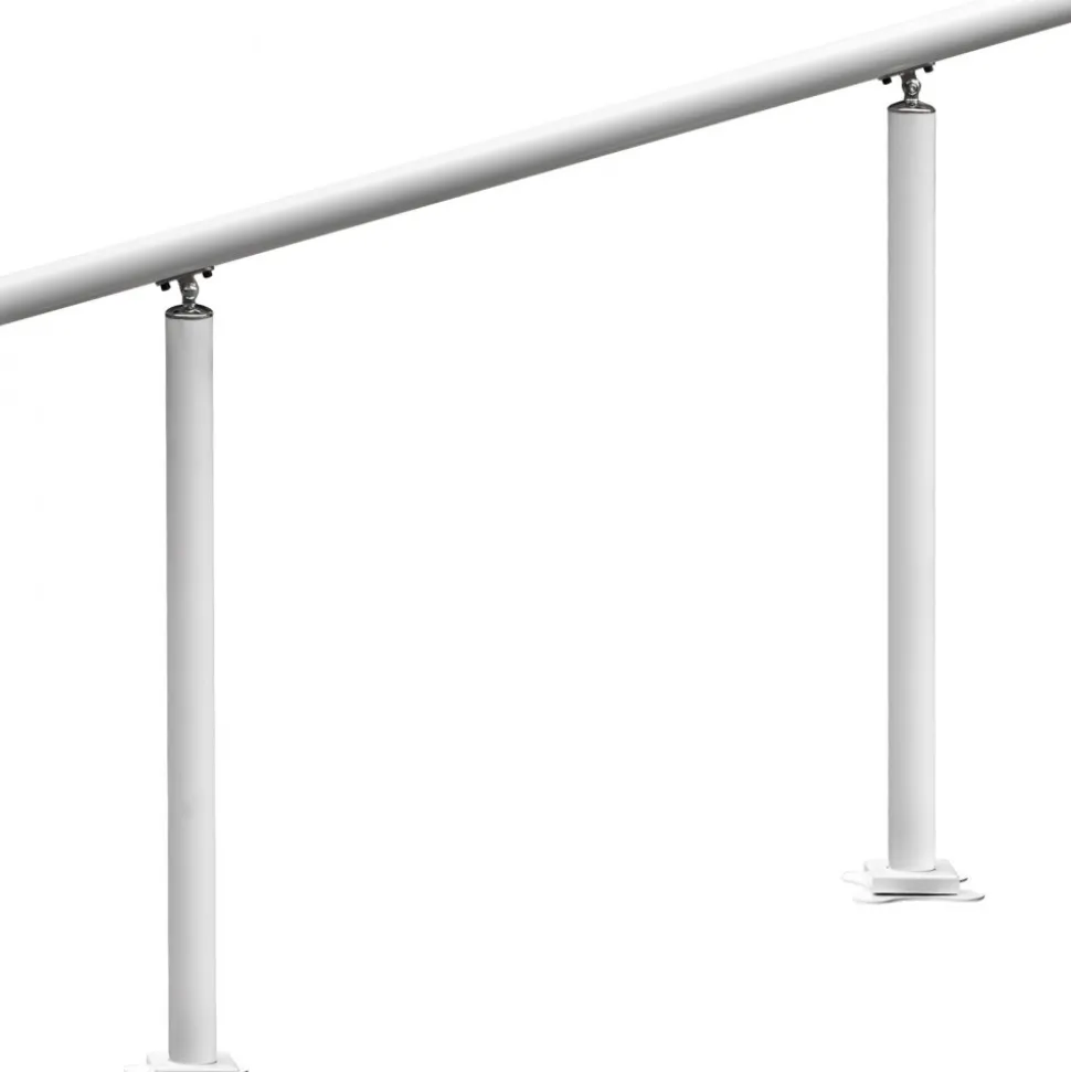 VEVOR Outdoor Stair Railing Kit, 3 FT Handrails 2-3 Steps, Adjustable Angle White Aluminum Stair Hand Rail for The Elderly, Handrails for Outdoor Steps