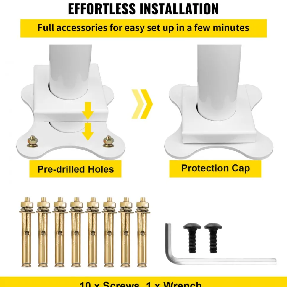 VEVOR Outdoor Stair Railing Kit, 3 FT Handrails 2-3 Steps, Adjustable Angle White Aluminum Stair Hand Rail for The Elderly, Handrails for Outdoor Steps