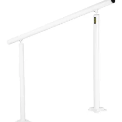 VEVOR Outdoor Stair Railing Kit, 5 FT Handrails 0-5 Steps, Adjustable Angle White Aluminum Stair Hand Rail for The Elderly, Handrails for Outdoor Steps