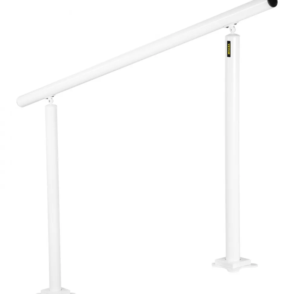 VEVOR Outdoor Stair Railing Kit, 5 FT Handrails 0-5 Steps, Adjustable Angle White Aluminum Stair Hand Rail for The Elderly, Handrails for Outdoor Steps