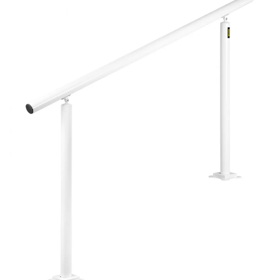 VEVOR Outdoor Stair Railing Kit, 5 FT Handrails 0-5 Steps, Adjustable Angle White Aluminum Stair Hand Rail for The Elderly, Handrails for Outdoor Steps