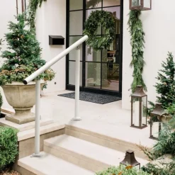 VEVOR Outdoor Stair Railing Kit, 4 FT Handrails 1-4 Steps, Adjustable Angle White Aluminum Stair Hand Rail for The Elderly, Handrails for Outdoor Steps