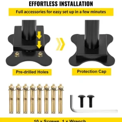 VEVOR Outdoor Stair Railing Kit, 4 FT Handrails 1-4 Steps, Adjustable Angle Black Aluminum Stair Hand Rail for The Elderly, Handrails for Outdoor Steps