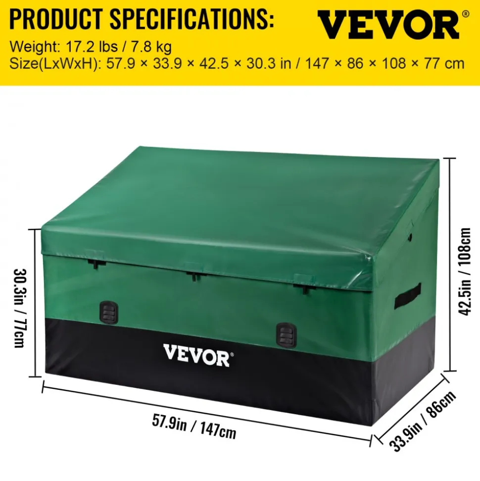 VEVOR Outdoor Storage Box Patio Deck Box 230 Gallon Waterproof PE Tarpaulin