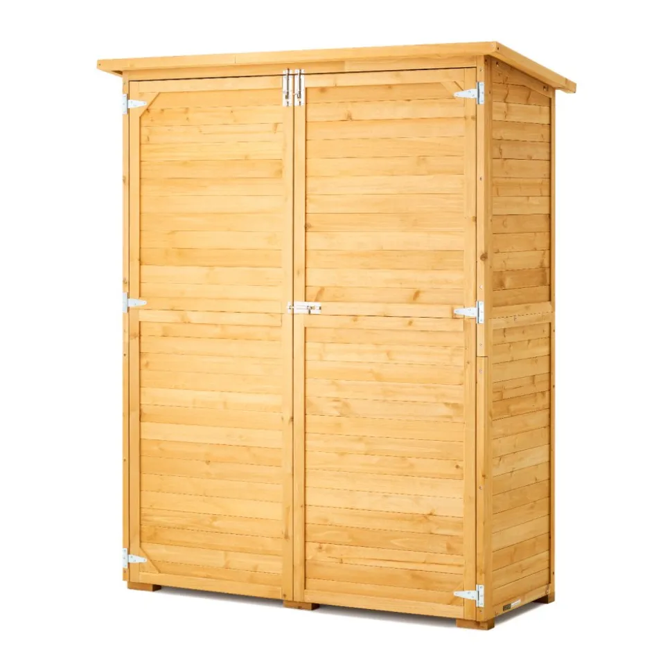 VEVOR Outdoor Storage Shed, Large Wooden Outside Storage Cabinet with Waterproof Roof and Metal Frame, Double Lockable Doors Garden Tool Shed Storage House Cabinet with Shelves & Floor, 55"x67.5"