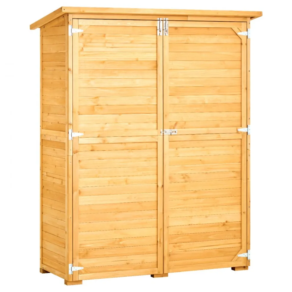 VEVOR Outdoor Storage Shed, Large Wooden Outside Storage Cabinet with Waterproof Roof and Metal Frame, Double Lockable Doors Garden Tool Shed Storage House Cabinet with Shelves & Floor, 55"x67.5"