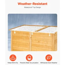 VEVOR Outdoor Storage Shed, Large Wooden Outside Storage Cabinet with Waterproof Roof and Metal Frame, Double Lockable Doors Garden Tool Shed Storage House Cabinet with Shelves & Floor, 55