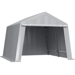 VEVOR Outdoor Storage Shed, 10 x 10 ft Portable Storage Tent with Roll-up Door, Waterproof Canopy Shed Shelter, Heavy Duty Frame, Patio Garage Carport for Motorcycle, Lawn Mower, Bike, Grey