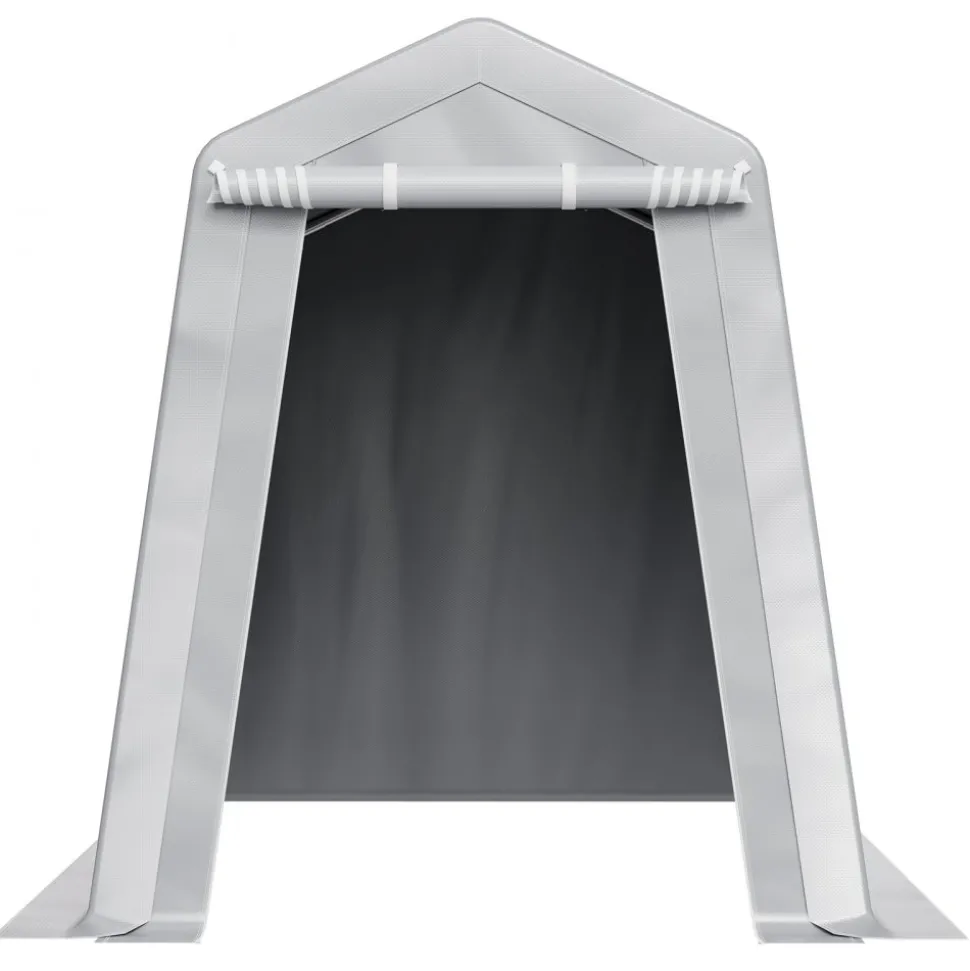 VEVOR Outdoor Storage Shed, 6 x 8 ft Portable Storage Tent with Roll-up Door & Vents, Waterproof Canopy Shed Shelter, Heavy Duty Frame, Patio Garage Carport for Motorcycle, Lawn Mower, Bike, Grey