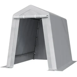 VEVOR Outdoor Storage Shed, 6 x 8 ft Portable Storage Tent with Roll-up Door & Vents, Waterproof Canopy Shed Shelter, Heavy Duty Frame, Patio Garage Carport for Motorcycle, Lawn Mower, Bike, Grey