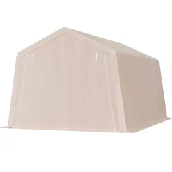 VEVOR Outdoor Storage Shed, 10 x 15 ft Portable Storage Tent with 2 Roll-up Doors & Vents, Waterproof Canopy Shed Shelter, Heavy Duty Frame, Patio Garage Carport for Motorcycle Lawn Mower, Beige