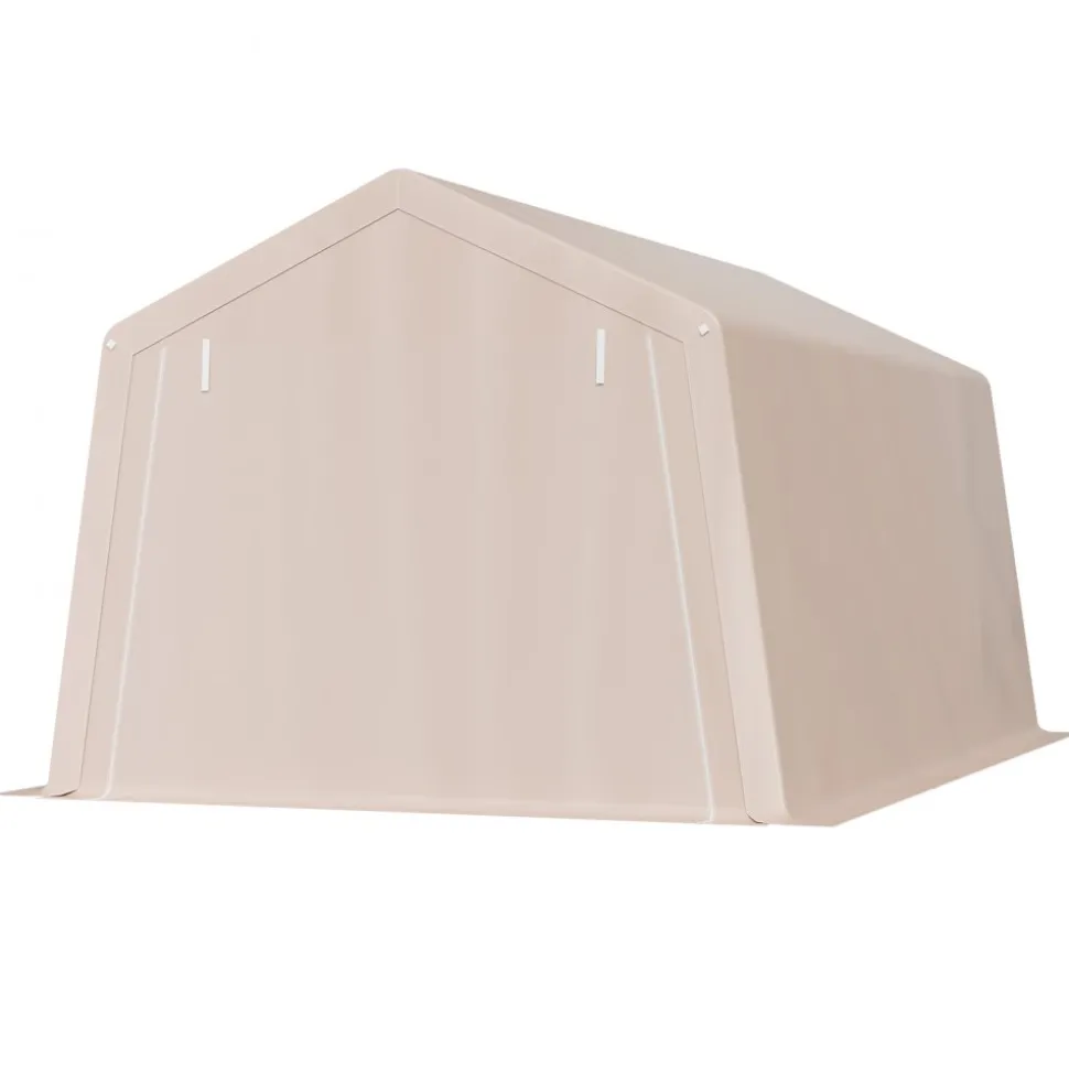 VEVOR Outdoor Storage Shed, 10 x 15 ft Portable Storage Tent with 2 Roll-up Doors & Vents, Waterproof Canopy Shed Shelter, Heavy Duty Frame, Patio Garage Carport for Motorcycle Lawn Mower, Beige