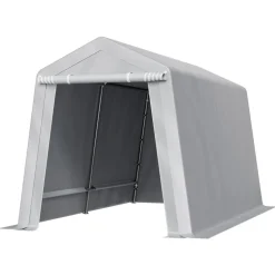 VEVOR Outdoor Storage Shed, 8 x 14 ft Portable Storage Tent with Roll-up Door & Vents, Waterproof Canopy Shed Shelter, Heavy Duty Frame, Patio Garage Carport for Motorcycle, Lawn Mower, Bike, Grey