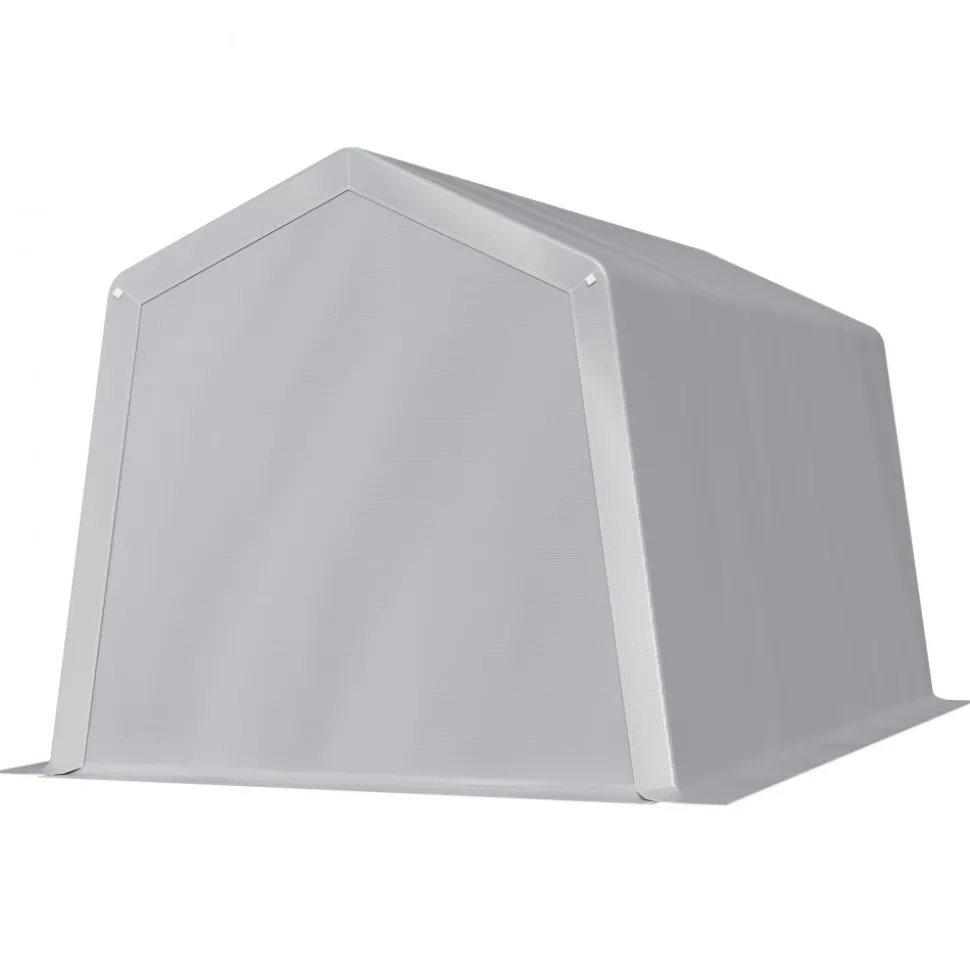 VEVOR Outdoor Storage Shed, 8 x 14 ft Portable Storage Tent with Roll-up Door & Vents, Waterproof Canopy Shed Shelter, Heavy Duty Frame, Patio Garage Carport for Motorcycle, Lawn Mower, Bike, Grey