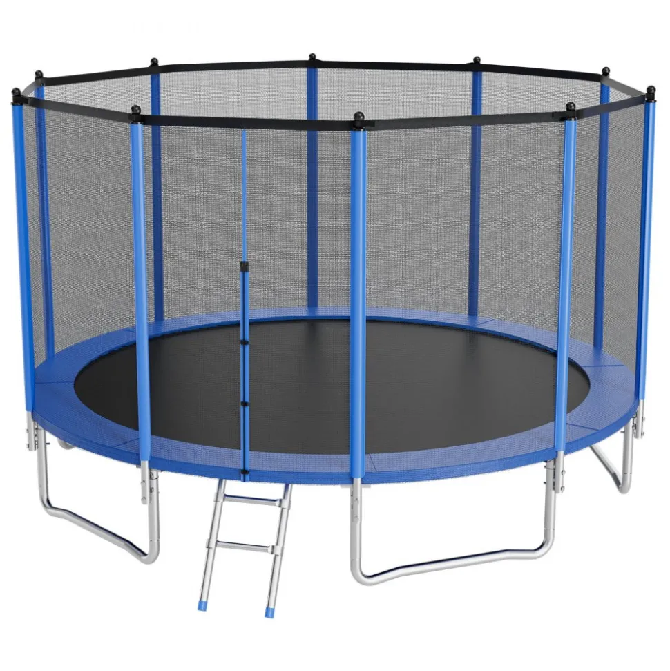 VEVOR Outdoor Trampoline, 15FT Round Recreational Trampoline with Enclosure Net, ASTM Approved, Heavy Duty Trampolines, Max 470 lbs Weight Capacity, Anti-Rust Backyard Trampolines for Kids & Adults