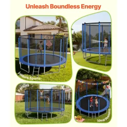 VEVOR Outdoor Trampoline, 15FT Round Recreational Trampoline with Enclosure Net, ASTM Approved, Heavy Duty Trampolines, Max 470 lbs Weight Capacity, Anti-Rust Backyard Trampolines for Kids & Adults