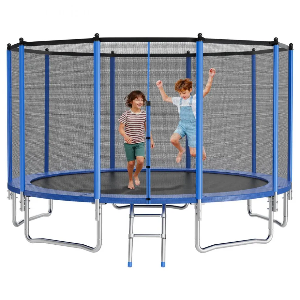 VEVOR Outdoor Trampoline, 15FT Round Recreational Trampoline with Enclosure Net, ASTM Approved, Heavy Duty Trampolines, Max 470 lbs Weight Capacity, Anti-Rust Backyard Trampolines for Kids & Adults