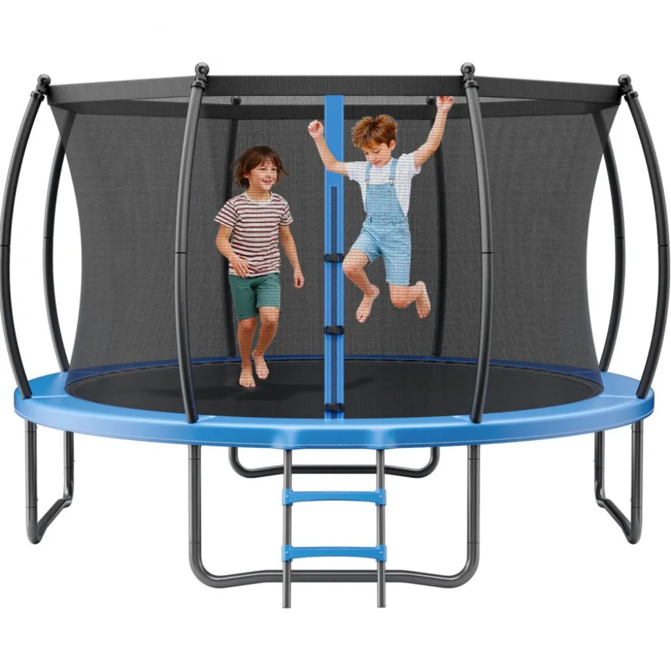 VEVOR Outdoor Trampoline, 12FT Round Recreational Trampoline with Enclosure Net, ASTM Approved, Heavy Duty Trampolines, Max 400 lbs Weight Capacity, Anti-Rust Backyard Trampolines for Kids & Adults