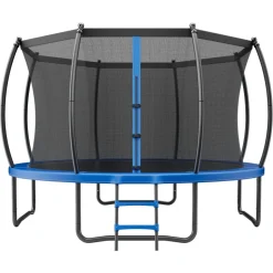 VEVOR Outdoor Trampoline, 12FT Round Recreational Trampoline with Enclosure Net, ASTM Approved, Heavy Duty Trampolines, Max 400 lbs Weight Capacity, Anti-Rust Backyard Trampolines for Kids & Adults