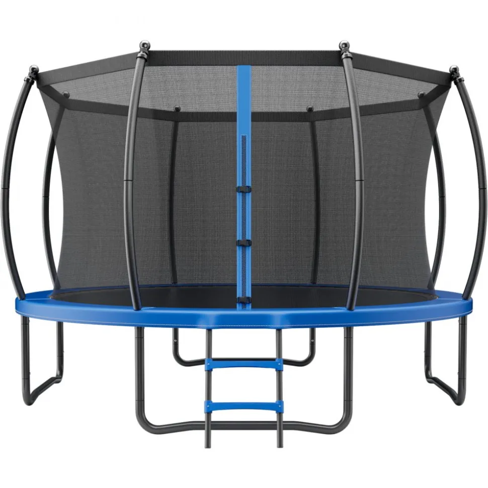 VEVOR Outdoor Trampoline, 12FT Round Recreational Trampoline with Enclosure Net, ASTM Approved, Heavy Duty Trampolines, Max 400 lbs Weight Capacity, Anti-Rust Backyard Trampolines for Kids & Adults