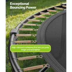 VEVOR Outdoor Trampoline, 12FT Round Recreational Trampoline with Enclosure Net, ASTM Approved, Heavy Duty Trampolines, Max 400 lbs Weight Capacity, Anti-Rust Backyard Trampolines for Kids & Adults