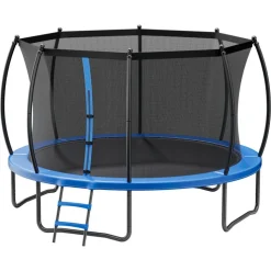 VEVOR Outdoor Trampoline, 12FT Round Recreational Trampoline with Enclosure Net, ASTM Approved, Heavy Duty Trampolines, Max 400 lbs Weight Capacity, Anti-Rust Backyard Trampolines for Kids & Adults