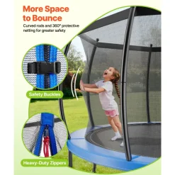VEVOR Outdoor Trampoline, 12FT Round Recreational Trampoline with Enclosure Net, ASTM Approved, Heavy Duty Trampolines, Max 400 lbs Weight Capacity, Anti-Rust Backyard Trampolines for Kids & Adults