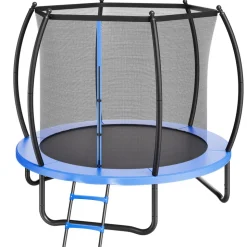VEVOR Outdoor Trampoline, 8FT Recreational Trampoline, ASTM Approved Trampolines with Enclosure Net & Thickened Pad, Max 265 lbs Weight Capacity, Anti-Rust Backyard Trampolines for Kids & Adults
