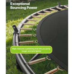 VEVOR Outdoor Trampoline, 14FT Round Recreational Trampoline with Enclosure Net, ASTM Approved, Heavy Duty Trampolines, Max 450 lbs Weight Capacity, Anti-Rust Backyard Trampolines for Kids & Adults