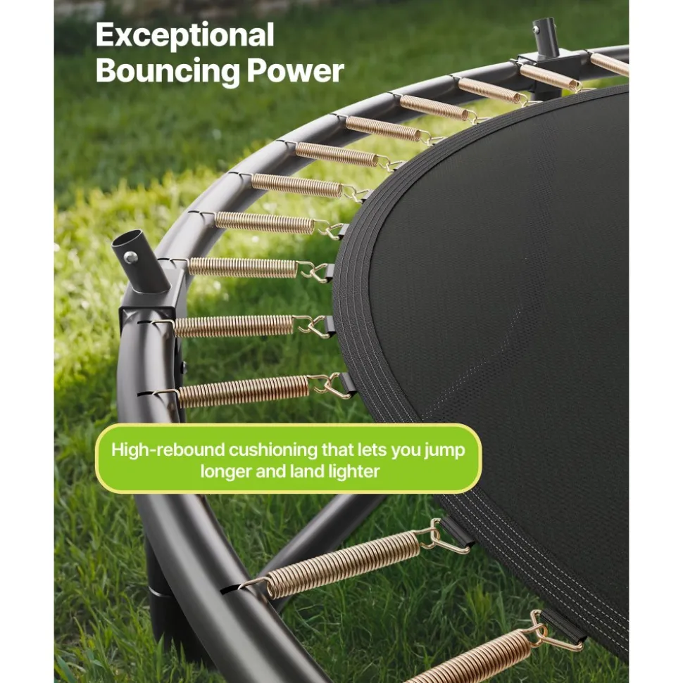VEVOR Outdoor Trampoline, 14FT Round Recreational Trampoline with Enclosure Net, ASTM Approved, Heavy Duty Trampolines, Max 450 lbs Weight Capacity, Anti-Rust Backyard Trampolines for Kids & Adults