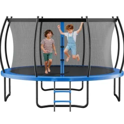 VEVOR Outdoor Trampoline, 14FT Round Recreational Trampoline with Enclosure Net, ASTM Approved, Heavy Duty Trampolines, Max 450 lbs Weight Capacity, Anti-Rust Backyard Trampolines for Kids & Adults