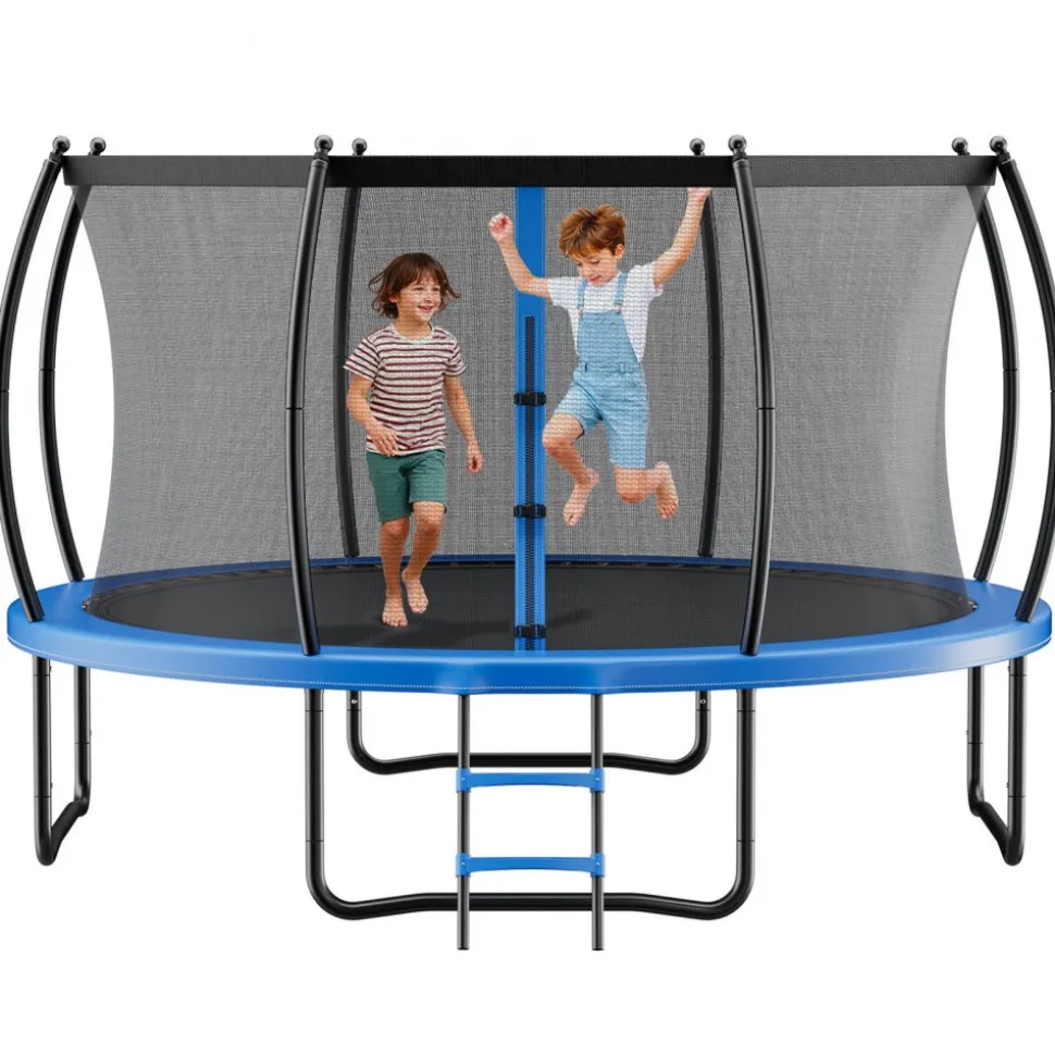 VEVOR Outdoor Trampoline, 14FT Round Recreational Trampoline with Enclosure Net, ASTM Approved, Heavy Duty Trampolines, Max 450 lbs Weight Capacity, Anti-Rust Backyard Trampolines for Kids & Adults