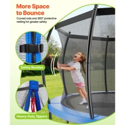VEVOR Outdoor Trampoline, 14FT Round Recreational Trampoline with Enclosure Net, ASTM Approved, Heavy Duty Trampolines, Max 450 lbs Weight Capacity, Anti-Rust Backyard Trampolines for Kids & Adults