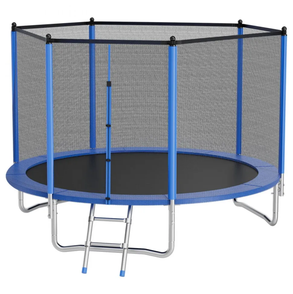 VEVOR Outdoor Trampoline, 8FT Round Recreational Trampoline with Enclosure Net, ASTM Approved, Heavy Duty Trampolines, Max 265 lbs Weight Capacity, Anti-Rust Backyard Trampolines for Kids & Adults