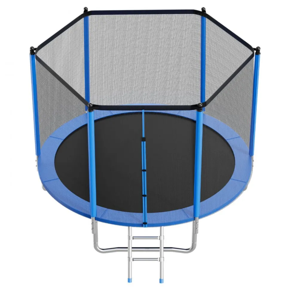 VEVOR Outdoor Trampoline, 8FT Round Recreational Trampoline with Enclosure Net, ASTM Approved, Heavy Duty Trampolines, Max 265 lbs Weight Capacity, Anti-Rust Backyard Trampolines for Kids & Adults