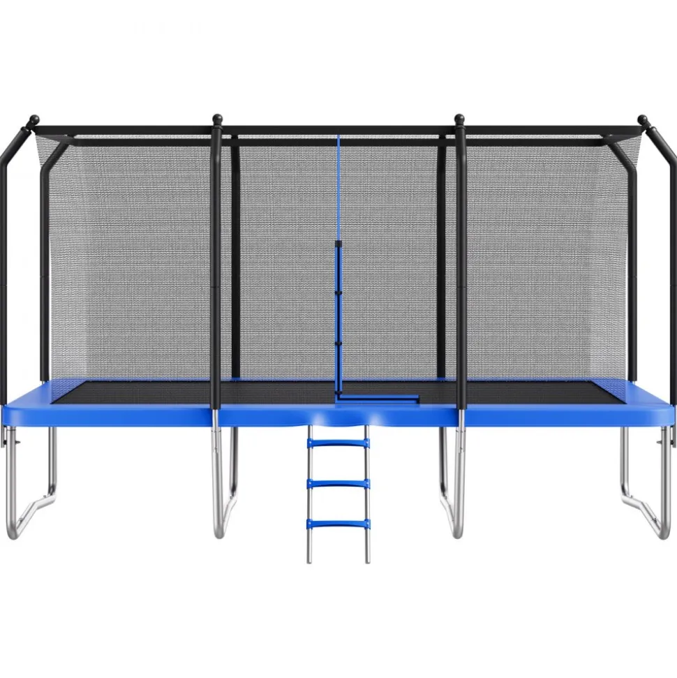 VEVOR Outdoor Trampoline, 8 x 14FT Rectangle Trampoline, ASTM Approved Recreational Trampolines with Enclosure Net, Max 265 lbs Weight Capacity, Anti-Rust Rectangular Trampolines for Kids & Adults