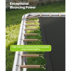 VEVOR Outdoor Trampoline, 8 x 14FT Rectangle Trampoline, ASTM Approved Recreational Trampolines with Enclosure Net, Max 265 lbs Weight Capacity, Anti-Rust Rectangular Trampolines for Kids & Adults