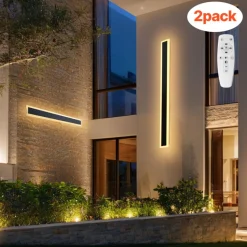 VEVOR Outdoor Wall Lights, 2 Pack, 39.4 Inch Long Strip Modern Exterior Wall Sconce Light Fixtures, 2700K-6000K, IP65 Waterproof Anti-Rust, Dimmable Outside Wall Mount Lighting, for House Porch Garage