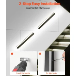 VEVOR Outdoor Wall Lights, 2 Pack, 23.6 Inch Long Strip Modern Exterior Wall Sconce Light Fixtures, 2700K-6000K, IP65 Waterproof Anti-Rust, Dimmable Outside Wall Mount Lighting, for House Porch Garage