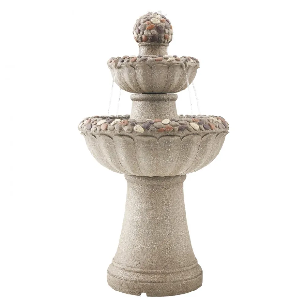 VEVOR Outdoor Water Fountain, 36.5 in Height Fountain and Waterfall, 2-Tier Floor Standing Rock Base Style Fiberglass and Resin Fountains with Pump, for Outdoor Indoor Garden, Home, Patio & Backyard