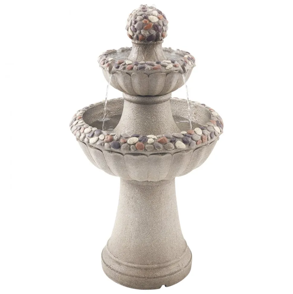 VEVOR Outdoor Water Fountain, 36.5 in Height Fountain and Waterfall, 2-Tier Floor Standing Rock Base Style Fiberglass and Resin Fountains with Pump, for Outdoor Indoor Garden, Home, Patio & Backyard