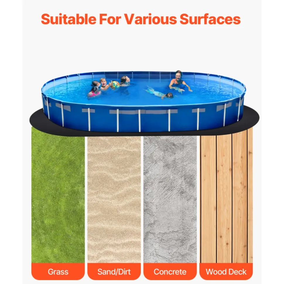 VEVOR Oval Pool Liner Pad, 12 x 24 ft Pool Liner Pad for Above Ground Swimming Pools, Extra-Thick Pool Mat, Prevents Punctures, Recycled Geotextile Material Underlayment Pad, Extend Liner Life