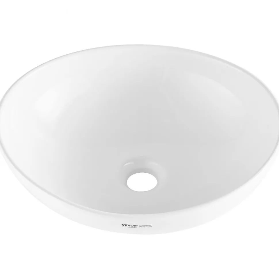 VEVOR Oval Vessel Sink, 16" x 13.4" Bathroom Vessel Sink Bowl Countertop, White Ceramic Bathroom Sinks Above Counter, Bowl Sink with Modern Style, Well-Packaged for Bathroom, Hotel, Toilet, RV